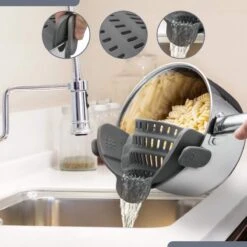 SensaHome- Siliconen Vergiet - Keuken Afgietdeksel - Afgiethulp - Siliconen - BPA Vrij - Grijs -Buitenkampeer Winkel 1200x1200 1163