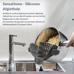 SensaHome- Siliconen Vergiet - Keuken Afgietdeksel - Afgiethulp - Siliconen - BPA Vrij - Grijs -Buitenkampeer Winkel 1200x1200 1168