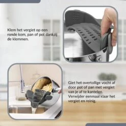 SensaHome- Siliconen Vergiet - Keuken Afgietdeksel - Afgiethulp - Siliconen - BPA Vrij - Grijs -Buitenkampeer Winkel 1200x1200 1169