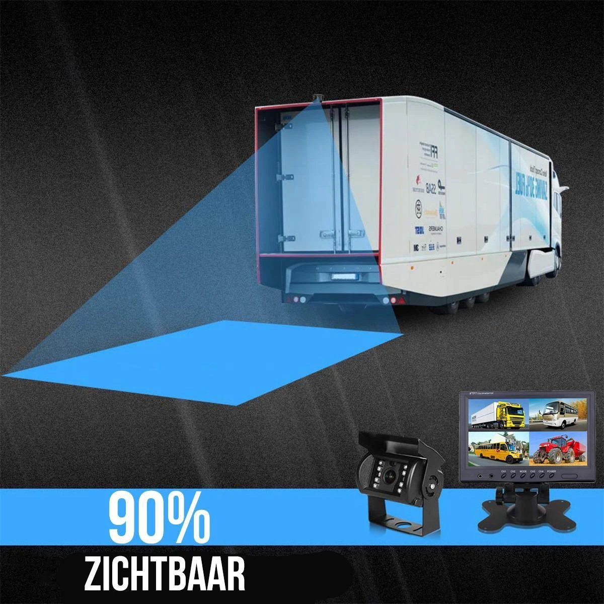 Strex Achteruitrijcamera Set Bedraad Met 4 Camera's (tegelijk Bekijken) - 9" Scherm - 18LED Nachtzicht 15m - IP67 Waterdicht - Achteruitrij Camera 6 Strex Achteruitrijcamera Set Bedraad Met 4 Camera's (tegelijk Bekijken) - 9" Scherm - 18LED Nachtzicht 15m - IP67 Waterdicht - Achteruitrij Camera - Afbeelding 4