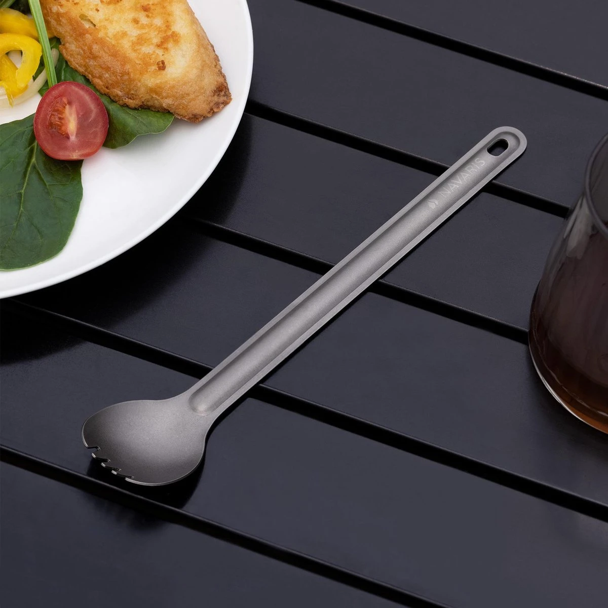 Navaris Spork En Lepel Met Extra Lange Handgreep - Campingbestek Van Titanium - Bestek Voor Onderweg - Lichtgewicht - Inclusief Bewaarzakje 8 Navaris Spork En Lepel Met Extra Lange Handgreep - Campingbestek Van Titanium - Bestek Voor Onderweg - Lichtgewicht - Inclusief Bewaarzakje - Afbeelding 6
