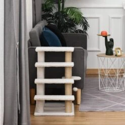 PawHut Huisdierentrap Met Krabpaal Bal 4 Treden Kattentrap Dierentrap Pluche Jute D06-093 -Buitenkampeer Winkel 1200x1200 1249