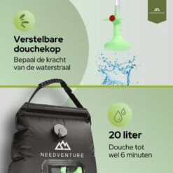 Needventure Solar Douche - Camping Douchezak - Buiten Douche - Tuindouche - Inclusief Thermometer - Waterzak Met Douchekop - 20L - Zwart -Buitenkampeer Winkel 1200x1200 1372