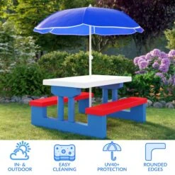Merkloos Kinder Picknicktafel Met Parasol - Blauw -Buitenkampeer Winkel 1200x1200 151