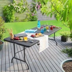 Casaria Tuintafel Opvouwbaar – Met Draaggreep 180x75 Cm – Zwart -Buitenkampeer Winkel 1200x1200 167