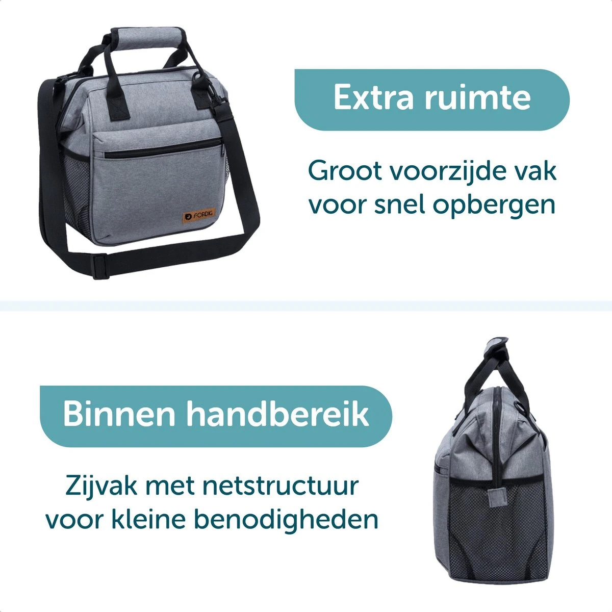 ForDig Lunchtas Grijs - Koeltas Gemaakt Van 600D Polyester Met PEVA-Voering - Ruimte Voor Lunchtrommel / Snacks / Blikjes - Koel Tas Met Mesh Opbergruimtes En Ruimte Voor Bestek - Lunch Tas Cool Bag - Coolerbag - Kleine Cooler 4 ForDig Lunchtas Grijs - Koeltas Gemaakt Van 600D Polyester Met PEVA-Voering - Ruimte Voor Lunchtrommel / Snacks / Blikjes - Koel Tas Met Mesh Opbergruimtes En Ruimte Voor Bestek - Lunch Tas Cool Bag - Coolerbag - Kleine Cooler - Afbeelding 2