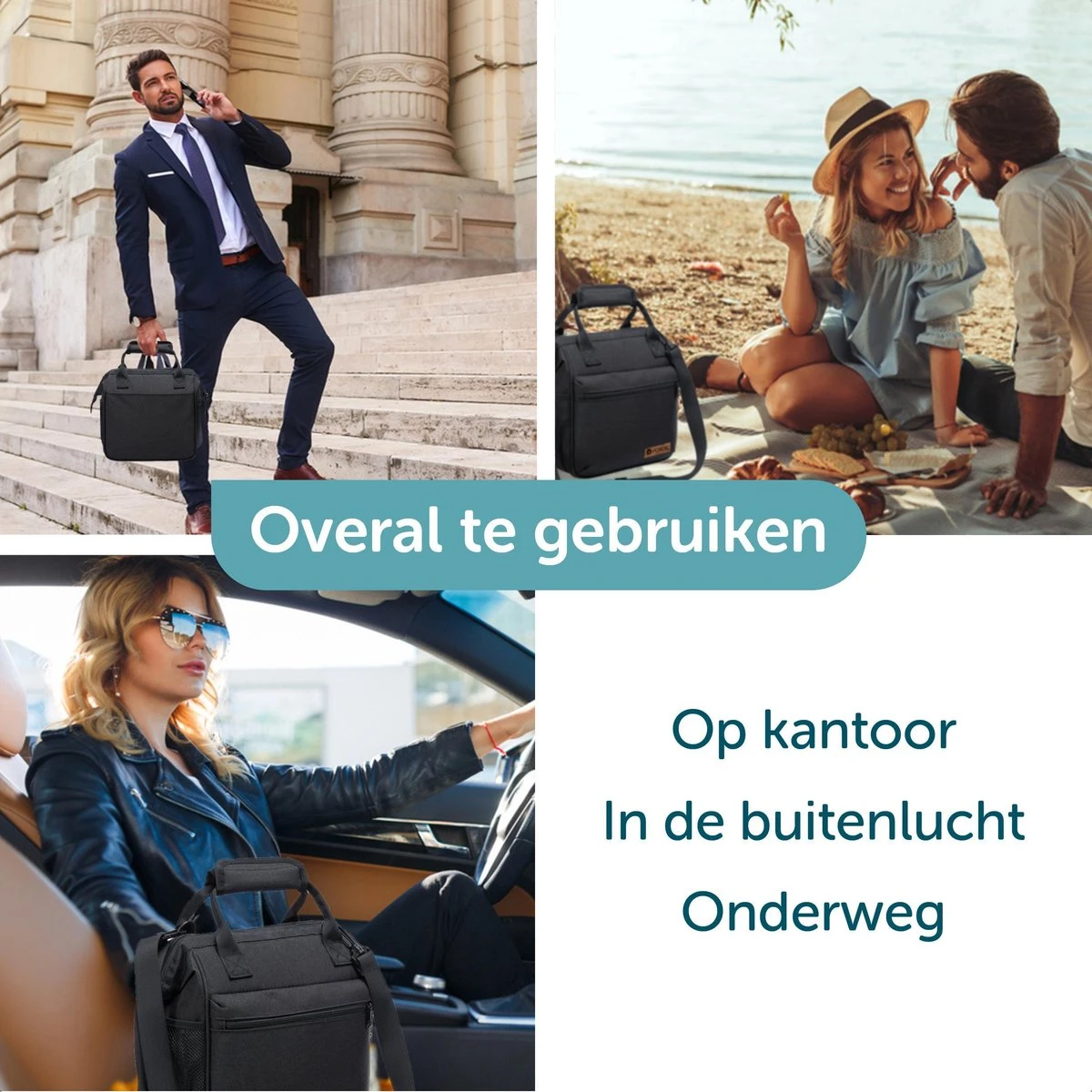 ForDig Lunchtas Zwart - Koeltas Gemaakt Van 600D Polyester Met PEVA-Voering - Ruimte Voor Lunchtrommel / Snacks / Blikjes - Koel Tas Met Mesh Opbergruimtes En Ruimte Voor Bestek - Lunch Tas Cool Bag - Coolerbag - Kleine Cooler 7 ForDig Lunchtas Zwart - Koeltas Gemaakt Van 600D Polyester Met PEVA-Voering - Ruimte Voor Lunchtrommel / Snacks / Blikjes - Koel Tas Met Mesh Opbergruimtes En Ruimte Voor Bestek - Lunch Tas Cool Bag - Coolerbag - Kleine Cooler - Afbeelding 5