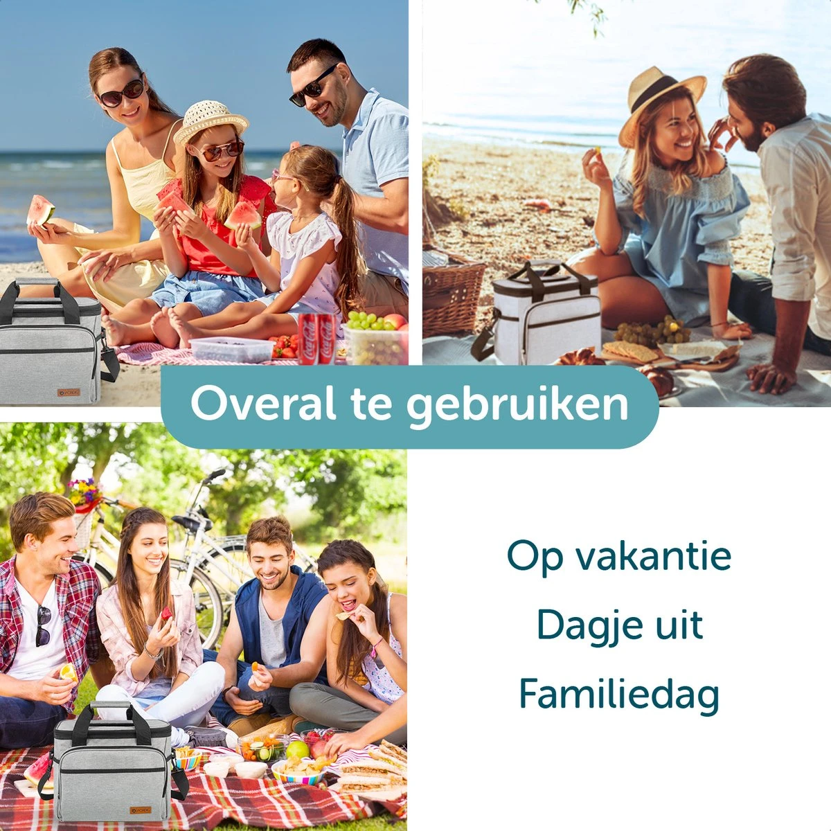 ForDig Koeltas L Grijs (15 Liter) - Gemaakt Van 600D Polyester Met PEVA-Voering - Ruimte Voor 20 Blikjes Of 10 Halve Liter Flessen - Opvouwbaar Koel Tas Met Easy-Acces Flap - Ruimte Voor Bestek - Picknick Cool Bag - Coolerbag - Grote Cooler 6 ForDig Koeltas L Grijs (15 Liter) - Gemaakt Van 600D Polyester Met PEVA-Voering - Ruimte Voor 20 Blikjes Of 10 Halve Liter Flessen - Opvouwbaar Koel Tas Met Easy-Acces Flap - Ruimte Voor Bestek - Picknick Cool Bag - Coolerbag - Grote Cooler - Afbeelding 4