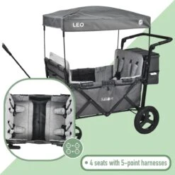 FableKids LEO X4Plus Opvouwbare Wagen Met Dak Fossil Grey -Buitenkampeer Winkel 1200x1200 739
