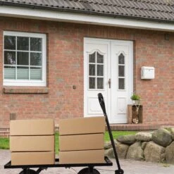 Relaxdays Bolderkar Tuin - Platte Tuinwagen - Luchtbanden - 200 Kg - Transportkar - Staal -Buitenkampeer Winkel 1200x1200 745