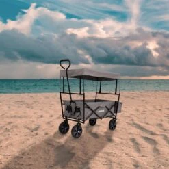 AREBOS Handwagen Vouwbare Dak Handwagen Vouwbare Trolley Uitrustingswagen Grijs -Buitenkampeer Winkel 1200x1200 769