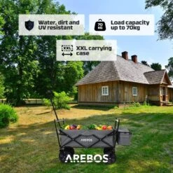 AREBOS Handwagen Vouwbare Dak Handwagen Vouwbare Trolley Uitrustingswagen Grijs -Buitenkampeer Winkel 1200x1200 770