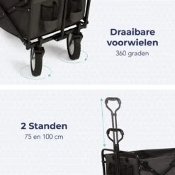 LifeGoods Bolderkar - Opvouwbaar - Draaibare Wielen - 2 Standen - 70KG Draagkracht - Grijs -Buitenkampeer Winkel 1200x1200 775