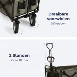 LifeGoods Bolderkar - Opvouwbaar - Draaibare Wielen - 2 Standen - 70KG Draagkracht - Groen -Buitenkampeer Winkel 1200x1200 787