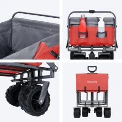 LifeGoods Bolderkar - Opvouwbaar - Tot 80KG - 94L - Wasbaar Polyester - 98x45cm - Rood/Grijs -Buitenkampeer Winkel 1200x1200 814