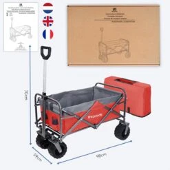 LifeGoods Bolderkar - Opvouwbaar - Tot 80KG - 94L - Wasbaar Polyester - 98x45cm - Rood/Grijs -Buitenkampeer Winkel 1200x1200 817