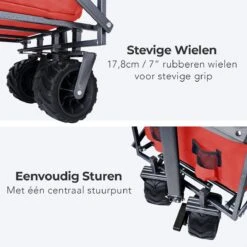 LifeGoods Bolderkar - Opvouwbaar - Tot 80KG - 94L - Wasbaar Polyester - 98x45cm - Rood/Grijs -Buitenkampeer Winkel 1200x1200 820