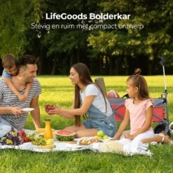 LifeGoods Bolderkar - Opvouwbaar - Tot 80KG - 94L - Wasbaar Polyester - 98x45cm - Rood/Grijs -Buitenkampeer Winkel 1200x1200 821