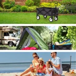 LifeGoods Bolderkar - Opvouwbaar - Draaibare Wielen - 2 Standen - 70KG Draagkracht - Zwart -Buitenkampeer Winkel 1200x1200 826