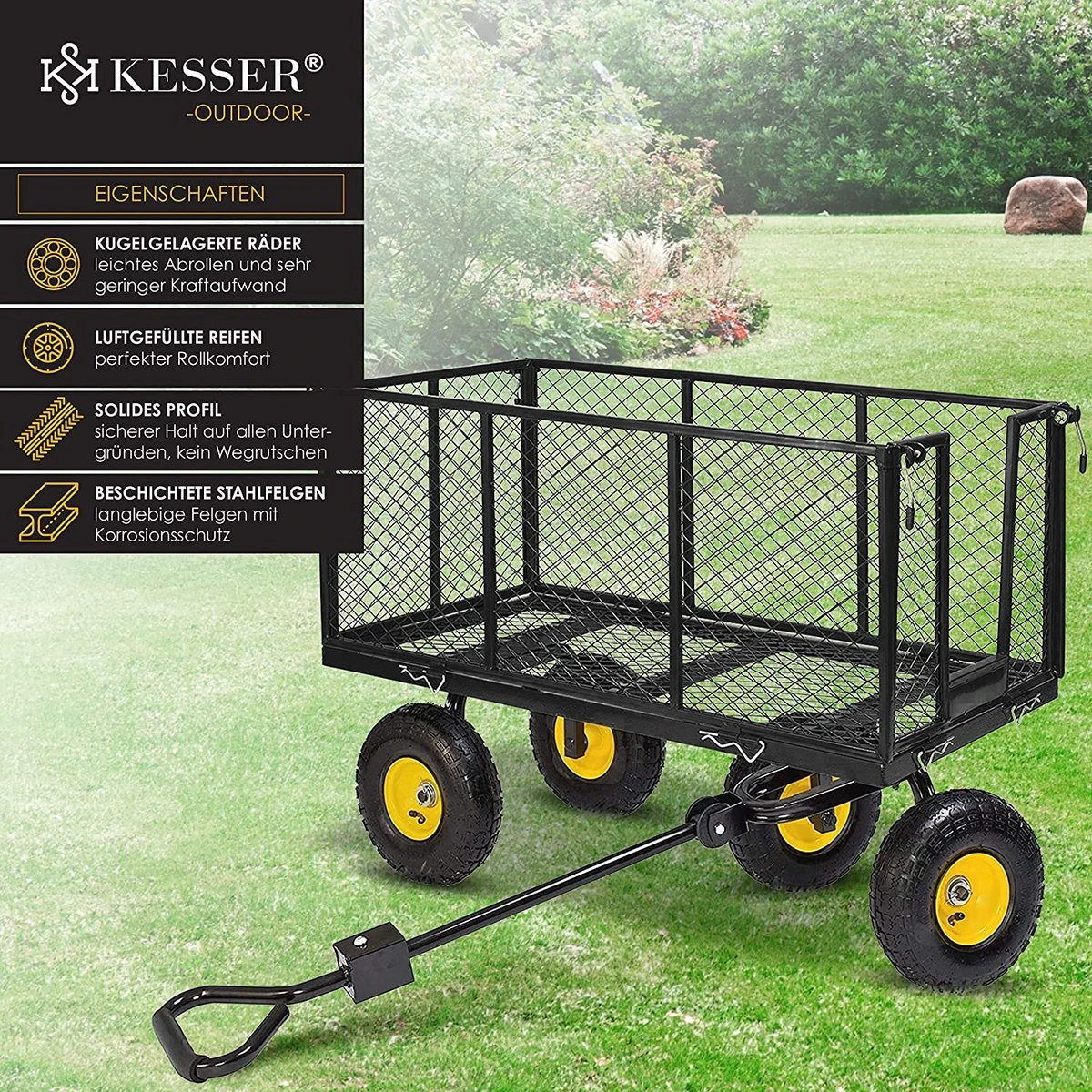 Exxen KESSER® Bolderkar, 550 Kg Belastbaar, Tuinwagen, Transportwagen, Tuinwagen, Uitneembaar Zeil, Gereedschapswagen, Handwagen, Veelzijdig Inzetbaar, Zwart 5 Exxen KESSER® Bolderkar, 550 Kg Belastbaar, Tuinwagen, Transportwagen, Tuinwagen, Uitneembaar Zeil, Gereedschapswagen, Handwagen, Veelzijdig Inzetbaar, Zwart - Afbeelding 3