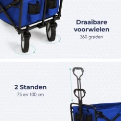 LifeGoods Bolderkar - Opvouwbaar - Draaibare Wielen - 2 Standen - 70KG Draagkracht - Blauw -Buitenkampeer Winkel 1200x1200 853