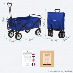 LifeGoods Bolderkar - Opvouwbaar - Draaibare Wielen - 2 Standen - 70KG Draagkracht - Blauw -Buitenkampeer Winkel 1200x1200 858