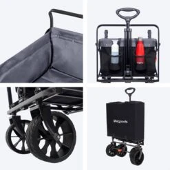 LifeGoods Bolderkar - Opvouwbaar - Tot 120KG - 103L - Extra Draagtas En Duwstang - Wasbaar Polyester - 98x45cm - Zwart/Grijs -Buitenkampeer Winkel 1200x1200 881