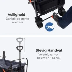 LifeGoods Bolderkar - Opvouwbaar - Tot 120KG - 103L - Extra Draagtas En Duwstang - Wasbaar Polyester - 98x45cm - Zwart/Grijs -Buitenkampeer Winkel 1200x1200 885