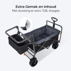 LifeGoods Bolderkar - Opvouwbaar - Tot 120KG - 103L - Extra Draagtas En Duwstang - Wasbaar Polyester - 98x45cm - Zwart/Grijs -Buitenkampeer Winkel 1200x1200 886
