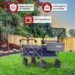 AREBOS Premium Steekwagen Met Dak Opvouwbare Tuinkar Handkar Bolderkar Blauw / Grijs -Buitenkampeer Winkel 1200x1200 919