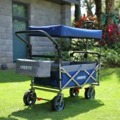 AREBOS Premium Steekwagen Met Dak Opvouwbare Tuinkar Handkar Bolderkar Blauw / Grijs -Buitenkampeer Winkel 1200x1200 920