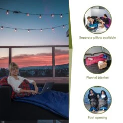 Skandika Dundee Flannel-L Slaapzak – Mummmieslaapzakken – Slaapzakken Volwassen - Maat M – Unisex - Katoen, Luxe Kwaliteit, Dubbele Slaapzak, 3 Seizoenen, Tot -20°C - 220 X 80 Cm - Outdoor Kampeerslaapzak – Ritssluiting Links - Zwart/blauw -Buitenkampeer Winkel 1200x1200 946