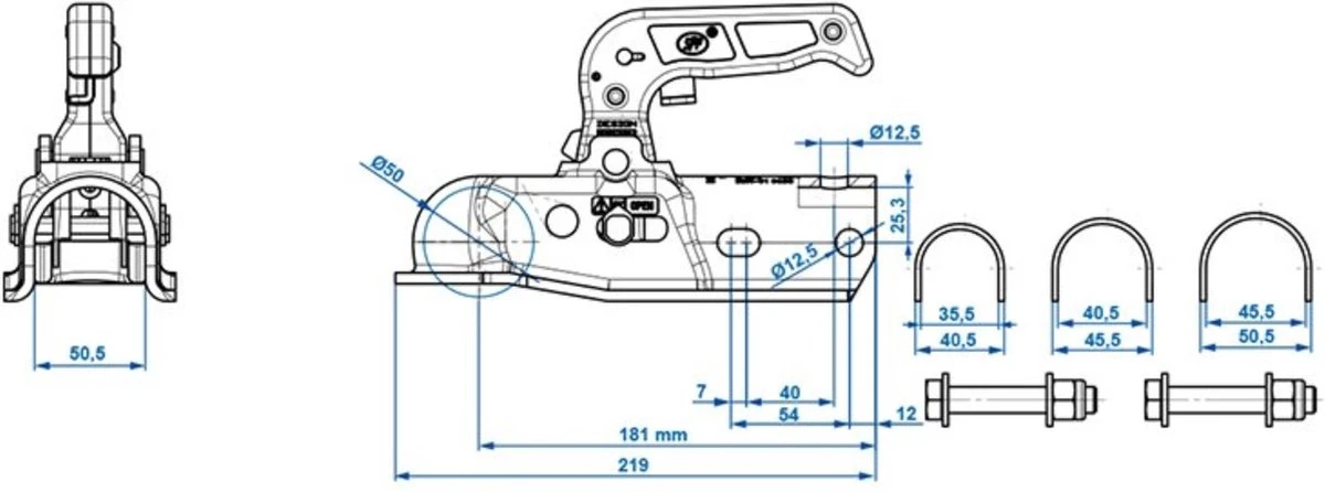 PROPLUS Pro Plus Disselkoppeling - Kogelkoppeling - Rond Ø 40, 45 En 50 Mm - Geremd 7 PROPLUS Pro Plus Disselkoppeling - Kogelkoppeling - Rond Ø 40, 45 En 50 Mm - Geremd - Afbeelding 5
