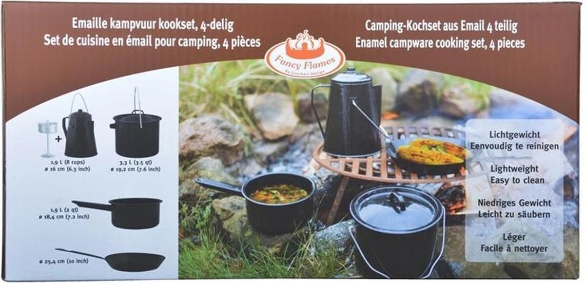 ESSCHERT DESIGN Pannenset Kampvuur - 4 Delig - Outdoor - Metaal 6 ESSCHERT DESIGN Pannenset Kampvuur - 4 Delig - Outdoor - Metaal - Afbeelding 4