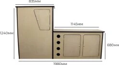 Camper Keuken MDF - Linkerkant EU - Inclusief Kledingstang + Wijnrek - Onbewerkt - Inbouw Kasten Inrichting Kampeerauto Caravan -Buitenkampeer Winkel 1200x663