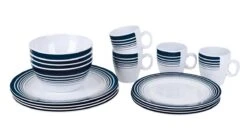 Bo-Camp - Servies - Classic - 16-Delig - Wit/Navy -Buitenkampeer Winkel 1200x675 6