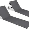 Set Van 2 Strandmatten Met Verstelbare Rugleuning - Gevuld Met Comfortschuim, Ultralicht En Opvouwbaar Om Ruimte Te Besparen – Grijs -Buitenkampeer Winkel 1200x718 2