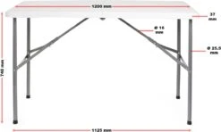 Toboli Klaptafel 120x60x74cm Campingtafel Wit; Bijzettafel, Inklapbare Tafel - Multistrobe -Buitenkampeer Winkel 1200x721