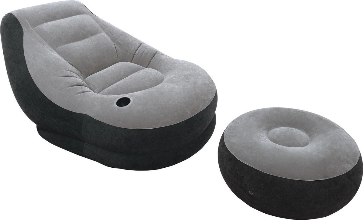 Intex Lounge Stoel - Ultra Lounge - Opblaasbaar - Grijs/zwart 5 Intex Lounge Stoel - Ultra Lounge - Opblaasbaar - Grijs/zwart - Afbeelding 3