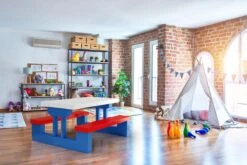 Merkloos Kinder Picknicktafel Met Parasol - Blauw -Buitenkampeer Winkel 1200x800 4