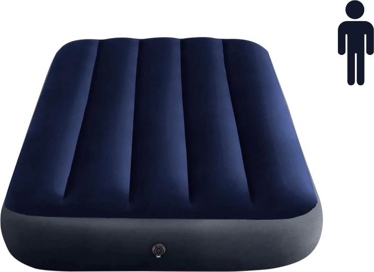 Intex Luchtbed - Classic Downy - Formaat: Cot - B76 X L191 X H25 Cm - 1 Pers. - Met Reparatieset 4 Intex Luchtbed - Classic Downy - Formaat: Cot - B76 X L191 X H25 Cm - 1 Pers. - Met Reparatieset - Afbeelding 2