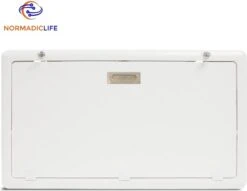 Merkloos NormadicLife® - Outdoor – Opklapbare Tafel - Eettafel – Tafel Voor Buitenkeuken - Caravan – Camper – Picknicktafel - Ingebouwd Ledlicht – Wit -Buitenkampeer Winkel 1200x929