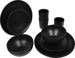 Bo-Camp Industrial - Servies - Orville - Campingbord - 16-delig - Mat Zwart -Buitenkampeer Winkel 1200x938 4