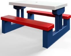 Merkloos Kinder Picknicktafel Met Parasol - Blauw -Buitenkampeer Winkel 1200x944