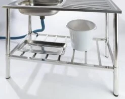 Camping/Outdoor Inox Tafel Met Gootsteen Lavabo En Kraan 100x77x50cm -Buitenkampeer Winkel 1200x945