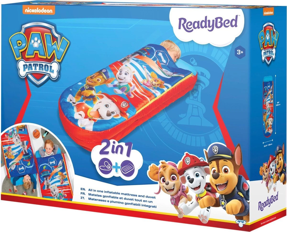 Paw Patrol Junior ReadyBed-2 In 1 Kids Sleeping Inflatable Air Bed In A Bag With A Pump, Polyester, Single 3 Paw Patrol Junior ReadyBed-2 In 1 Kids Sleeping Inflatable Air Bed In A Bag With A Pump, Polyester, Single