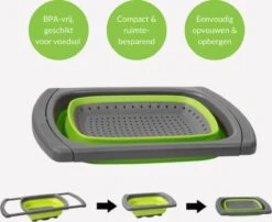 Buxibo - 3-Delige Keuken Vergiet Set Inklapbaar Groen/Grijs -Buitenkampeer Winkel 1200x979 2